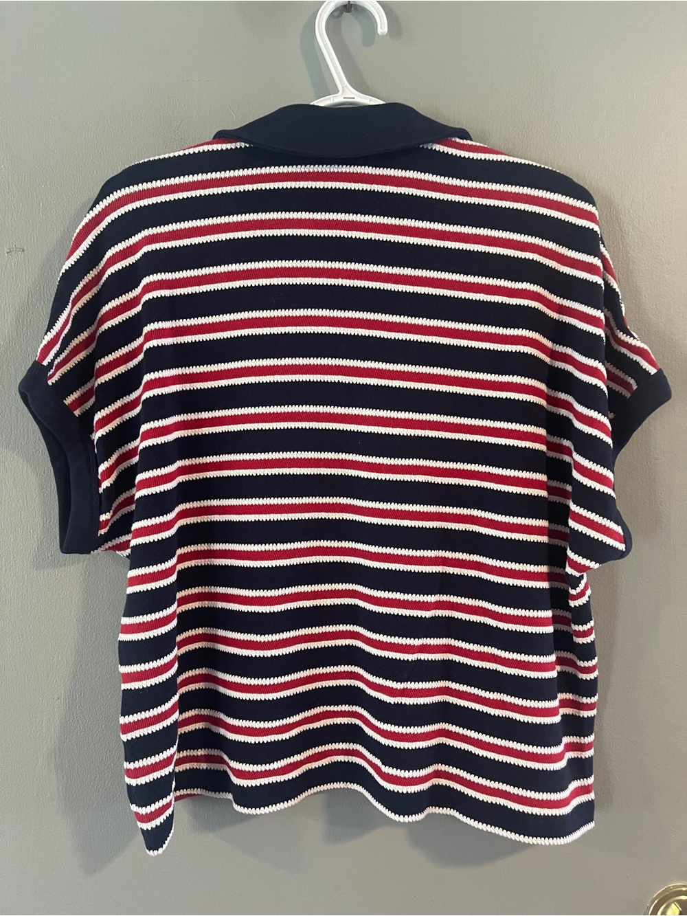 Madewell Relaxed V-Neck Polo Shirt in Stripe Size M - Picture 12 of 12